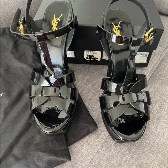 Saint Laurent
Tribute Patent Platform Sandals YSL Heels leather size 8 ysl shoes - Picture 7 of 15